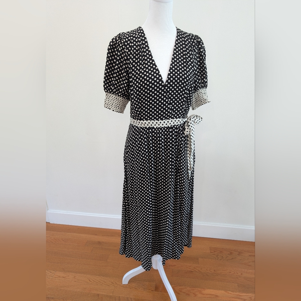 NWT Maeve by AnthropologieBeanna Black and White Polka Dot Wrap Dress